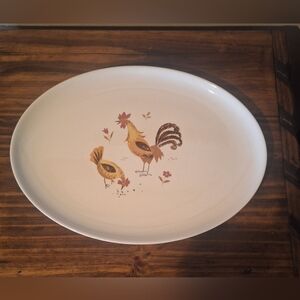 Vintage Rooster Oval Platter - Cream and Brown